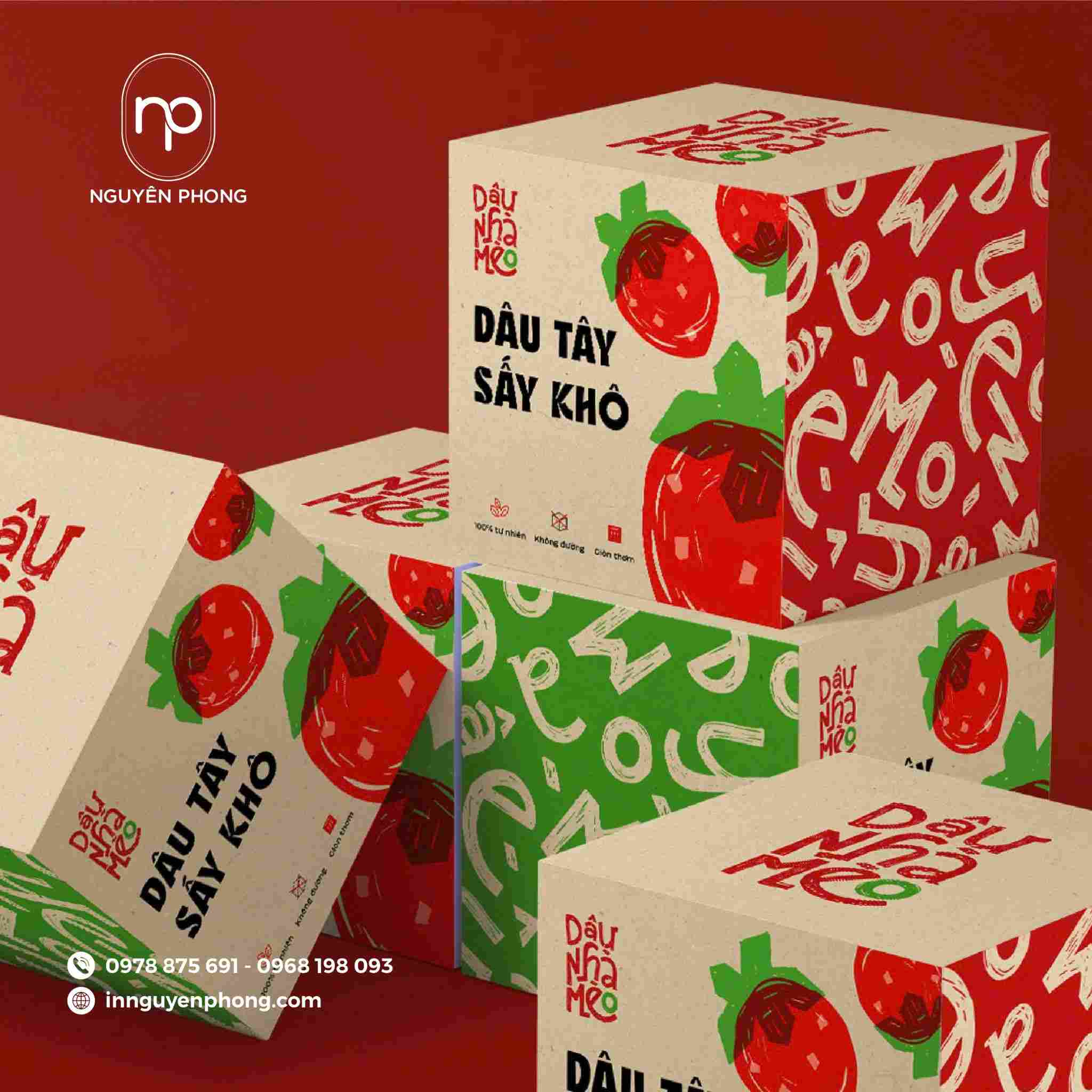 Mẫu hộp giấy đựng dâu tây sấy khô
